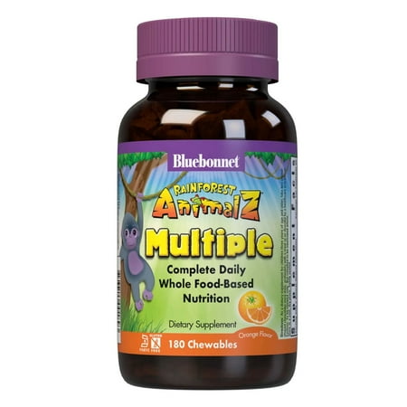 Bluebonnet Super Earth Rainforest Animalz Whole Food Based Multiple For Children Orange Flavor 180 Chewable