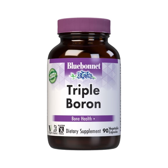 Bluebonnet Triple Boron 3mg Mineral Bone Support - Citrate Aspartate & Glycinate - 90 Caps