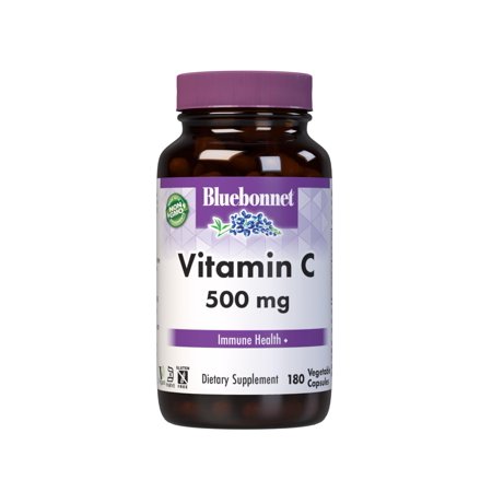 Bluebonnet Vitamin C 500mg Ascorbic Acid for Immune & Skin Health*, 180 Vegetable Caps
