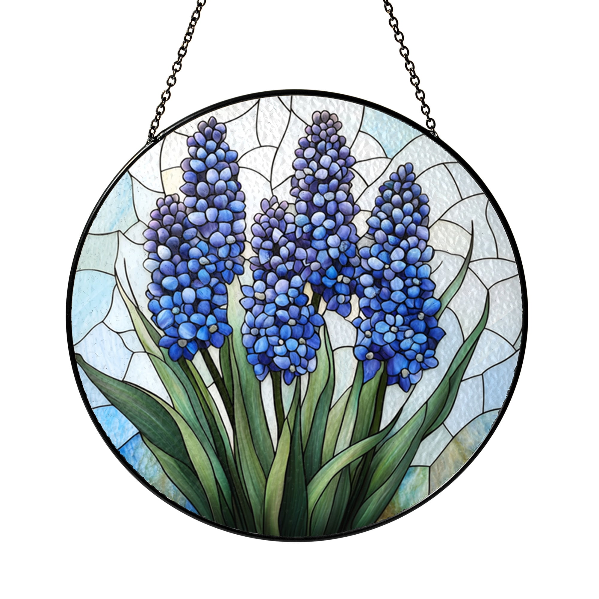 Bluebonnet Wildflower Round Suncatcher – Stained Glass Style Floral ...