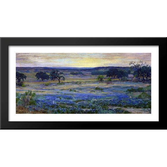 Bluebonnets at Dusk 40x20 Large Black Wood Framed Print Art by Robert Julian Onderdonk