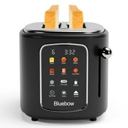 Bluebow 2-Slice Toaster with Touchscreen, 1.5" Wide Slots, 6 Bread Types & Shade Settings, Reheat, Defrost, Cancel, Removable Tray