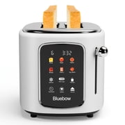 Bluebow 2-Slice Toaster with Touchscreen, 1.5 Wide Slots, 6 Bread Types & Shade Settings, Reheat, Defrost, Cancel, Removable Tray