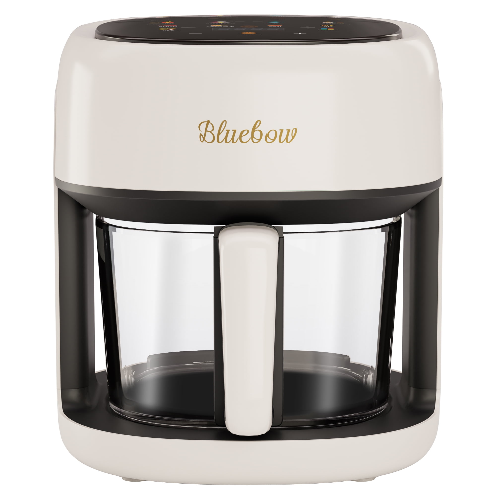 Walmart Deal of Bluebow 5 Quart Air Fryer with 360° Viewing Glass Pot, 8-in-1 Digital Touchscreen, Nonstick & Dishwasher Safe Basket, Less Oil, 1350W (White)