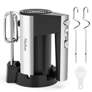 Electric Hand Mixer, 5 Speed with Turbo, Kitchen Handheld Mixer with Stainless Steel Whisk, Dough Hook Attachment and Storage Base