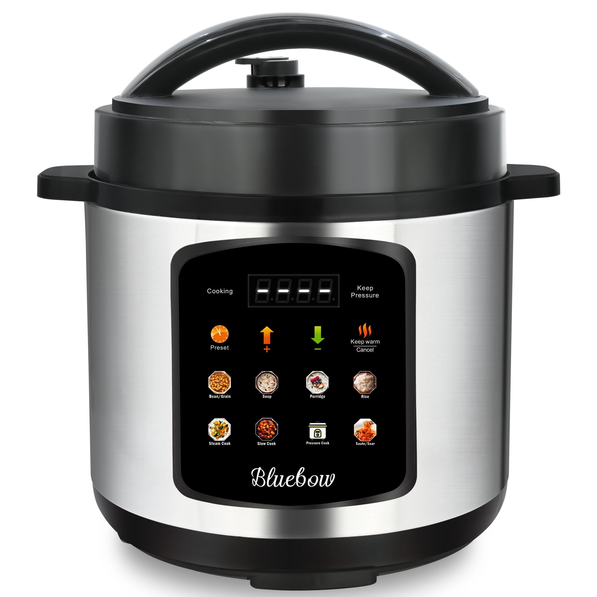 Bluebow 6.5 Quart Electric Pressure Cooker, 8-in-1 Multi Cooker Rice Cooker Slow Cooker Saut Steamer, Stainless Steel
