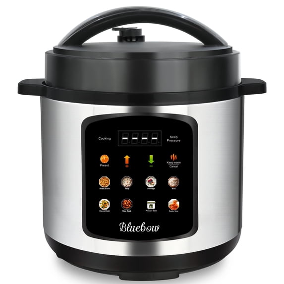 Bluebow 6.5 Quart Electric Pressure Cooker, 8-in-1 Multi Cooker Rice Cooker Slow Cooker Sauté Steamer, Stainless Steel