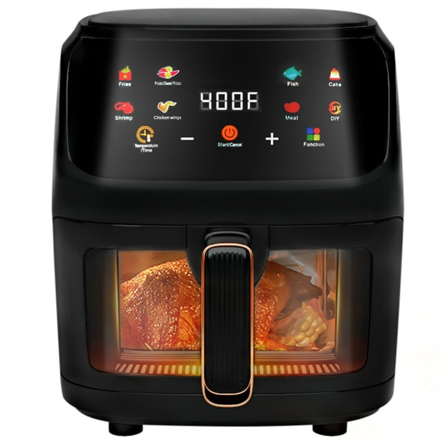 Bluebow Air Fryer 7.5QT, Large 8-in-1 Digital Touchscreen, Visible Window, 1700W, New, Black