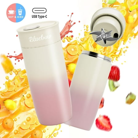 Bluebow Portable Blender for Shakes and Smoothies, Personal Size Blender with Insulated Cup, Cordless 17oz, USB-C Rechargeable, Travel