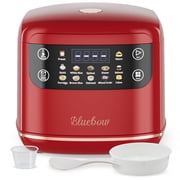 Bluebow Digital Rice Cooker, 6-Cup/2.1QT Small Rice Maker, 10 Presets, 24-Hour Delay Timer & Keep Warm, Non-Stick Inner Pot, Red