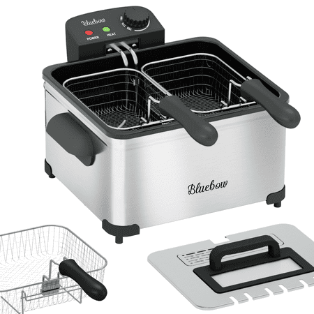 Bluebow Electric 5.3QT Deep Fryer, 1700W Immersion Fryer with 3-Baskets, Adjustable Temperature, Lid with Viewing Window, Stainless Steel price history and forecast - Bluebow None