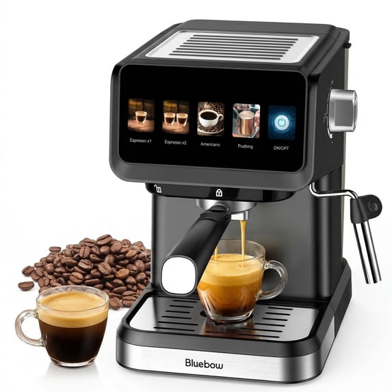 Bluebow Espresso Machine, 20 Bar Coffee Machine with Milk Frother Steam Wand, Coffee Maker for Home- Americano Cappuccino Latte