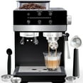 Bluebow Espresso Machine with Grinder, 20Bar Semi-Automatic Coffee Maker with Milk Frother Steam Wand, Professional Cappuccino Latte Machine for Home, Office