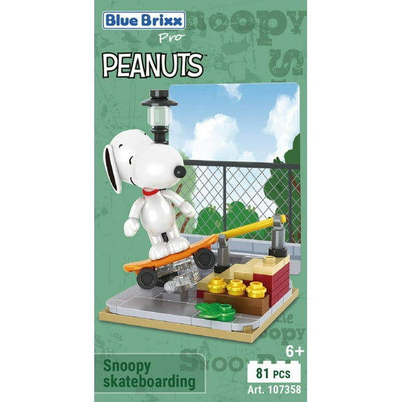 Bluebrixx Snoopy skateboarding Set 107358