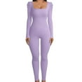 Bluecatlala Jumpsuits for Women Sexy Solid Color Square Neck Ribbed