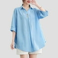 Bluecatlala Plus Size Tops for Women Summer Casual Oversized Collared V