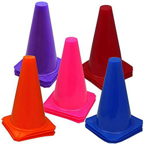 BlueDot Trading 9 Inch Speed and Agility Training Cones for Sports Drills, Assorted Colors, 15 Pack