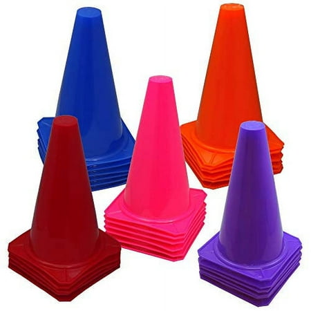 Bluedot Trading 9" Cones for Speed & Agility Sports Equipment, Soccer Training, Football Drills, Track, Indoor Outdoor Activity, Assorted Colors (30 Pack)