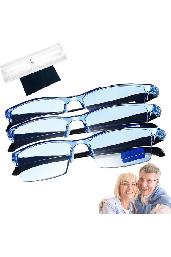 Blueease-Optics Glasses, Auto Zoom Reading Glasses with Anti Blue Light, Clear Automatic Zoom Reading Eyeglasses, Far and Near