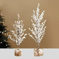 Blueek 2Pcs Mini Artificial Christmas Trees Xmas Desktop Decoration, Holiday Spruce Trees Stand Tabletop Ornaments For Home Office Party Decor
