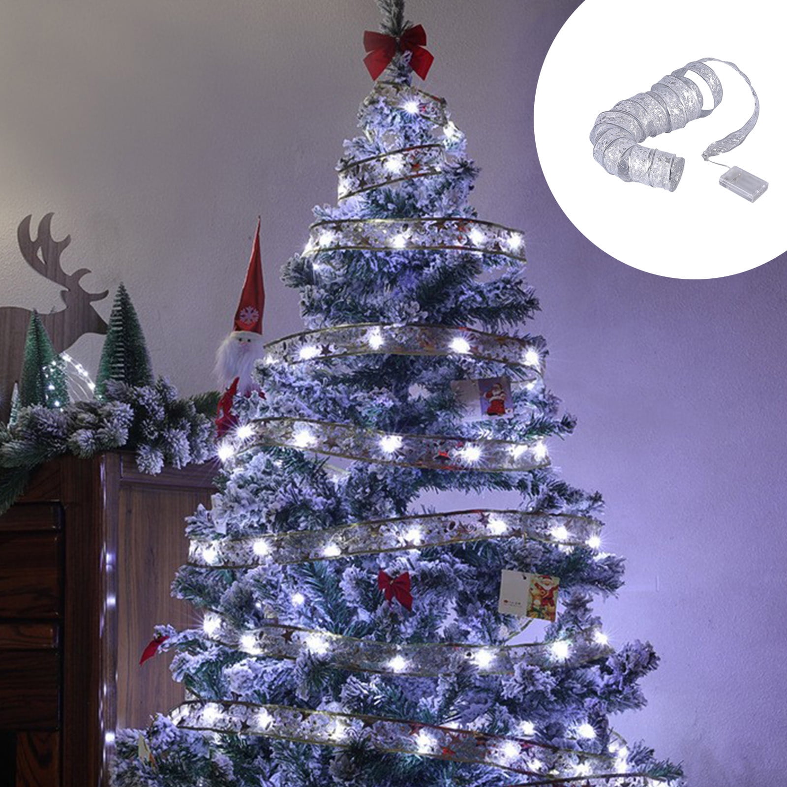 Blueek 33 Inch Christmas Tree Decoration Ribbon, Double Layer Light-up ...