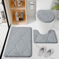 thumbnail image 1 of Blueek 3PCS Luxurious Cotton Velvet Bathroom Mat Set - Non-slip, Water Absorbent Comfort Entry Rugs for Safe Homes,Gray, 1 of 5