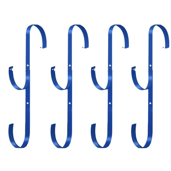 Blueek 4 PCS Swimming Pool Aluminum Pole Hanger Set, Blue, 2 Hooks, for Telescoping Poles, Leaf Rakes, Skimmers, Nets, Brushes, Vacuum Hoses