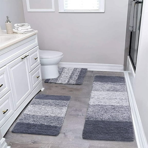 Blueek 4-Piece Bathroom Rug Set with Non-Slip Mats, Machine Washable Plush Microfiber Bath Rugs for Home Decor and Comfort【Gift Ideal】