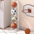thumbnail image 1 of Blueek 4-Tier Basketball Ball Rack Stand Organizer, Heavy Duty Sports Ball Storage Holder for Garage Gym Equipment(White,4-Tier), 1 of 9