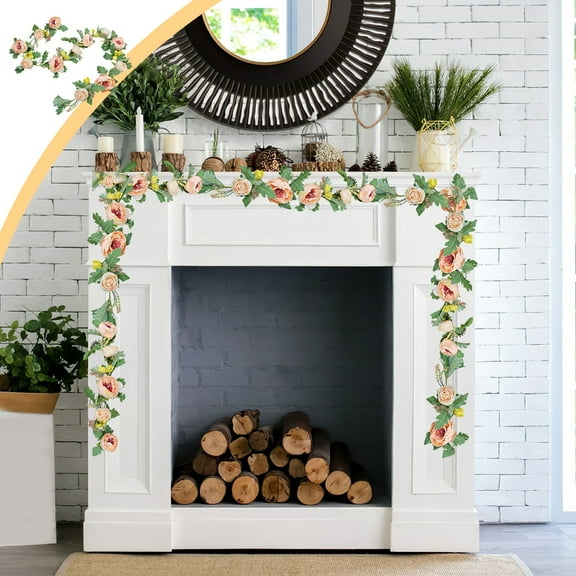 Blueek 6.5ft Artificial Rose Flower Vines for Wedding Arch - Realistic Floral Garland for Home Thanksgiving Fireplace Party Christmas(6.6ft,Yellow)