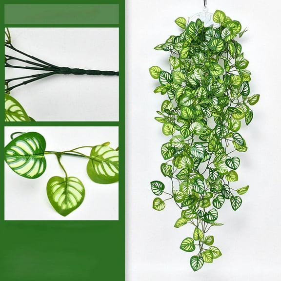 Blueek Artificial Green Wall Decor, Realistic 3D Plastic Hanging Plants for Indoor Decoration, Faux Greenery Arrangement(E,3.3ft)