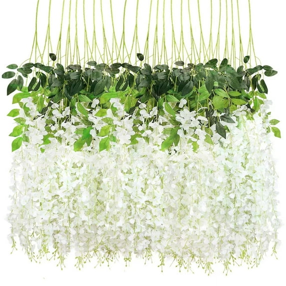 Blueek Artificial Orchid Garland, Lifelike Violet Decor for Weddings & Parties, Reusable Fabric Flowers(White,3.6ft)