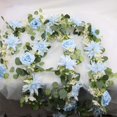 thumbnail image 1 of Blueek Artificial Wedding Arch Flowers - 6ft - Eucalyptus Leaf Vines for Outdoor Decoration, Simulation Faux Floral Garland, Light blue, 1 of 6