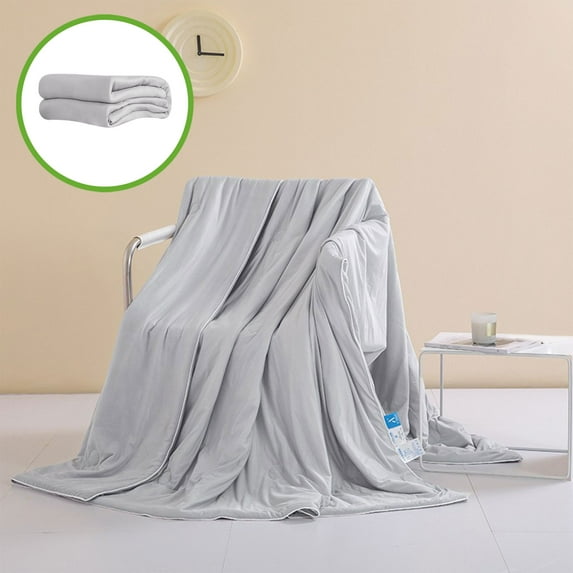 Blueek Breathable Cotton Summer Comforter - 5x6.5ft - Cool Mint Green Blanket for Hot Sleepers, Machine Washable Lightweight Quilt,Gray