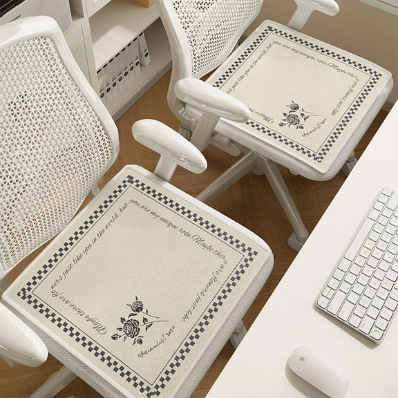 Blueek Breathable Ice Silk Seat Cushion, Non-slip Cotton Car & Office Chair Pad, Machine Washable Cool Seat Cover,14x14 Inch(E)