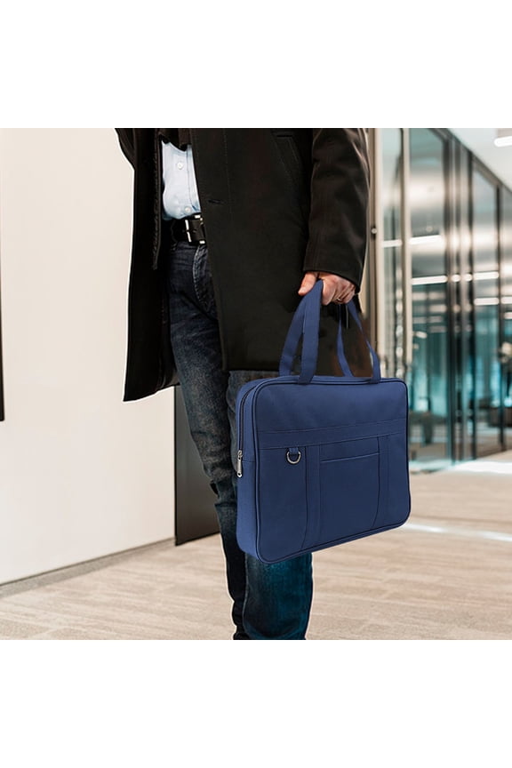 Business File Bag Organizer Shoulder Tote Office Document Holder Large Capacity Meeting Briefcase for Work and Travel(Navy)