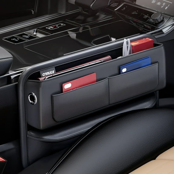 Blueek Car Seat Filler Organizer Car Seam Central Control Storage Box With Multiple Card Slots Texture Car Bag Auto Console Side Storage Box Organizer Front Seat