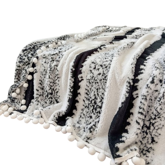 Blueek Cationic Double-Colored Jacquardweave Blanket, Soft Fleece Cloud Pattern Sofa Office Nap Blanket(Black,3.3x4.9ft)