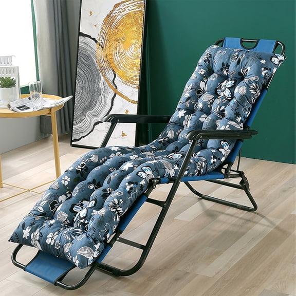 Blueek Chair Cushion 47x19 Inch, Thick Double-Sided Folding Chair Cushion with Straps, Recliner & Rocking Chair Cushion, Back Fit Design