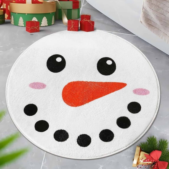 Blueek Christmas Candy Bathroom Rug, Winter Floor Mats Decorations, Plush Round Area Rugs for Living, Bedroom, Kitchen, Children Room, 24 Inch