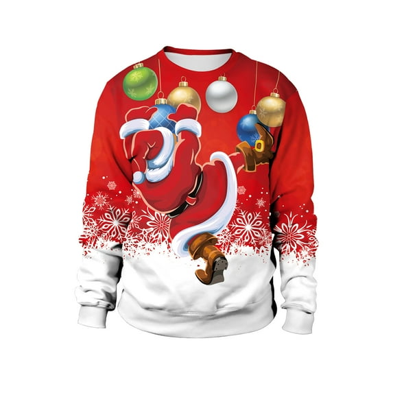 Blueek Christmas Clothing Casual Loose Tops Christmas Day Long Sleeve Round Neck Sweater