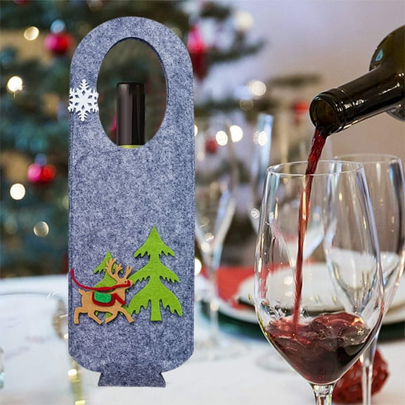 Blueek Christmas Felt Wine Gift Bag Wine Bags Bulk Wine Bottle Gift Bags Reusable Wine Bottle Bags for Gifts Paper Bag with Handles for Valentine's Day Shopping Wedding Dinner