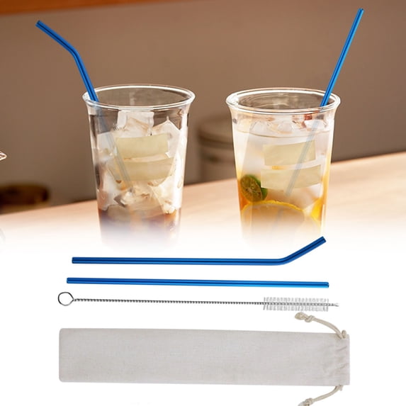 Blueek Colorful Metal Stainless Steel Straws Set - Reusable, Eco-Friendly Drinking Straws with Cleaner & Pouch, Perfect for Parties!