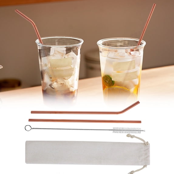 Blueek Colorful Metal Stainless Steel Straws Set - Reusable, Eco-Friendly Drinking Straws with Cleaner & Pouch, Perfect for Parties!
