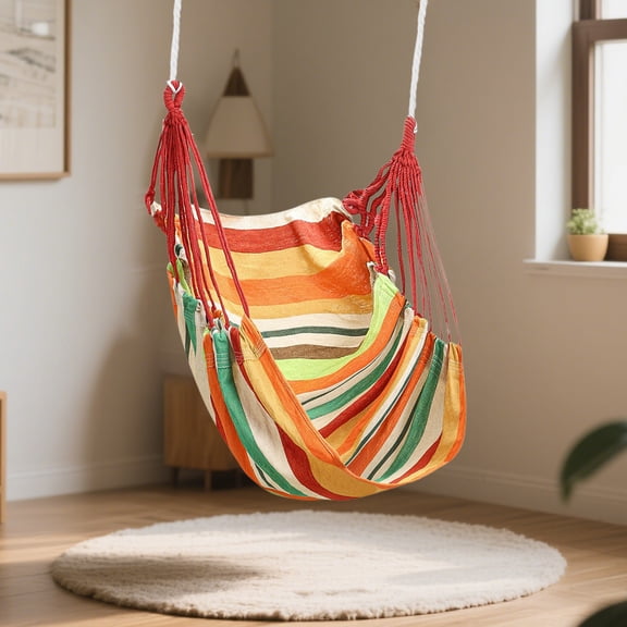 Blueek "Comfortable Indoor/Outdoor Hanging Chair, Portable Lazy Swing for College Dorms & Apartments, Multicolor Cotton Hammock Chair"