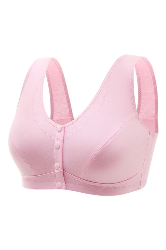 Sports Bras for Women Wireless Comfort Front Close Bra Full-coverage Convertible wear_Pink_XXL