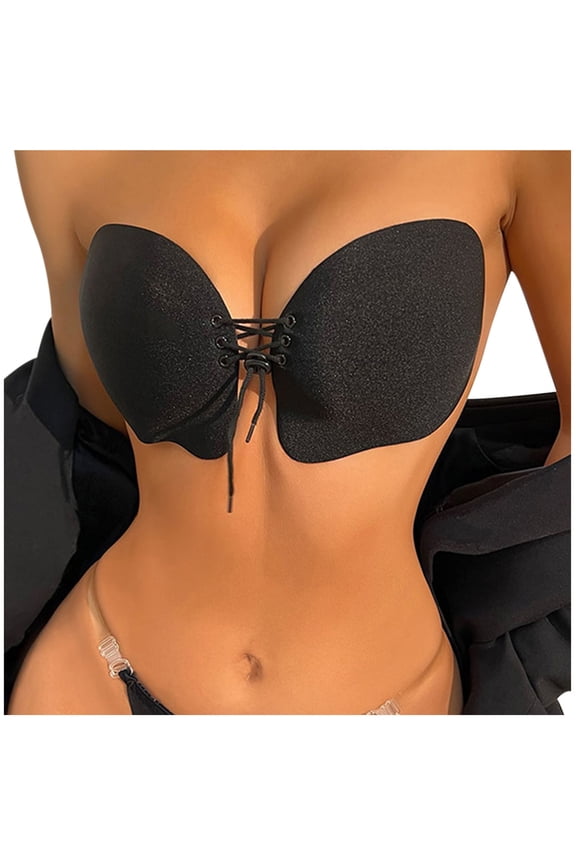 Strapless Bras Invisible Bra Tape Silicone Chest Sticker Lift Seamless Bra_Black_L