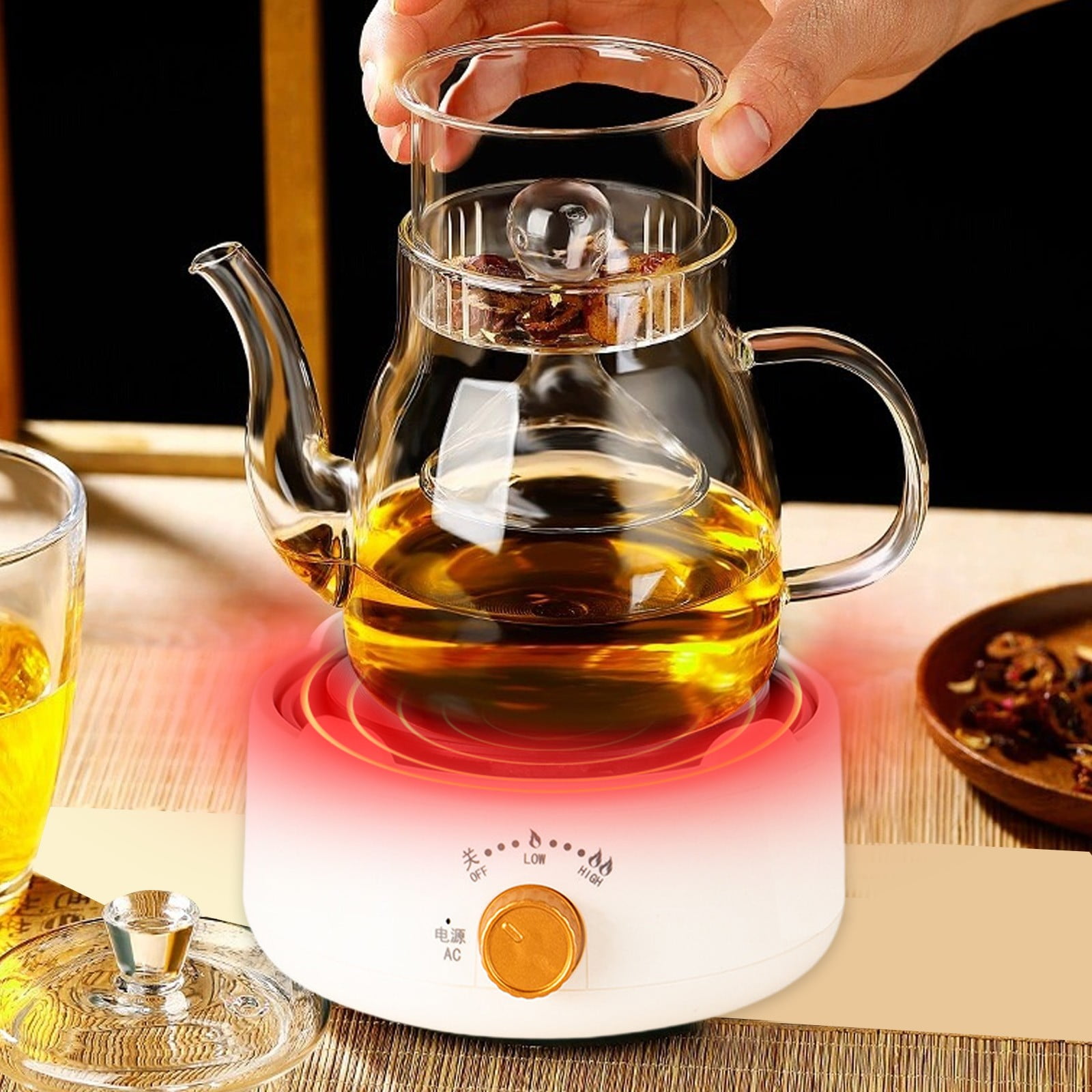Blueek Electric Stove 500W 110V, Mini Electric Teapot Heater Stove Glass Tea Maker Hot Plates Burner Countertop Stove for Ceramic Glass Kettle