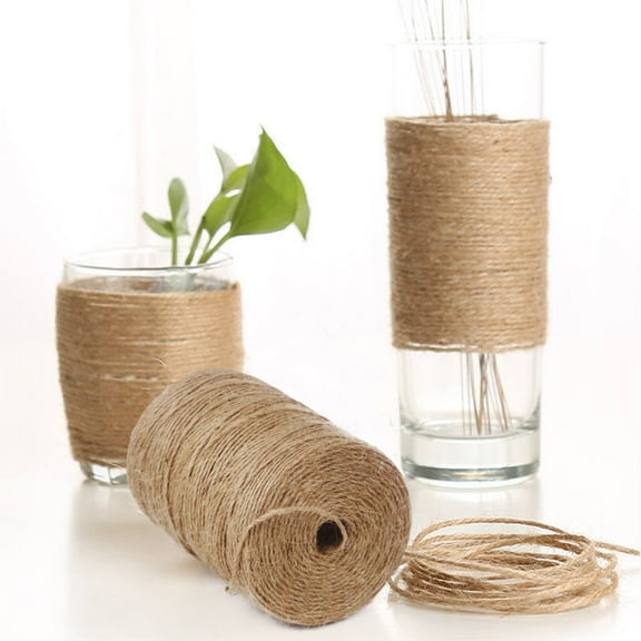 Blueek Extra Long Jute Twines String DIY Natural Thin Twines For Crafts Gardening Gift Wrapping Packing Material Wedding Christmas Decoration Home Decor Packe String(100m,Khaki)
