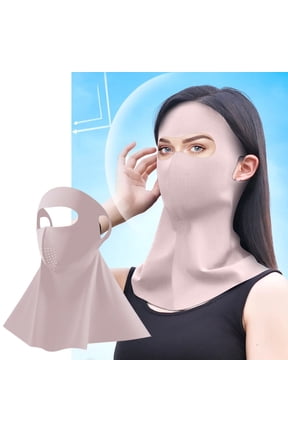 Full-Face Neck Mask Sun UV Protection Breathable Full Head Mask for Men Women Skiing Cycling(Pink)